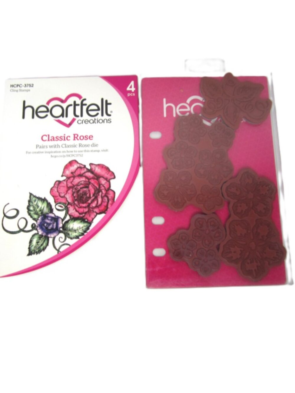 Heartfelt Creations Classic Rose Floral Cling Stamps 4 Pcs Spring Summer